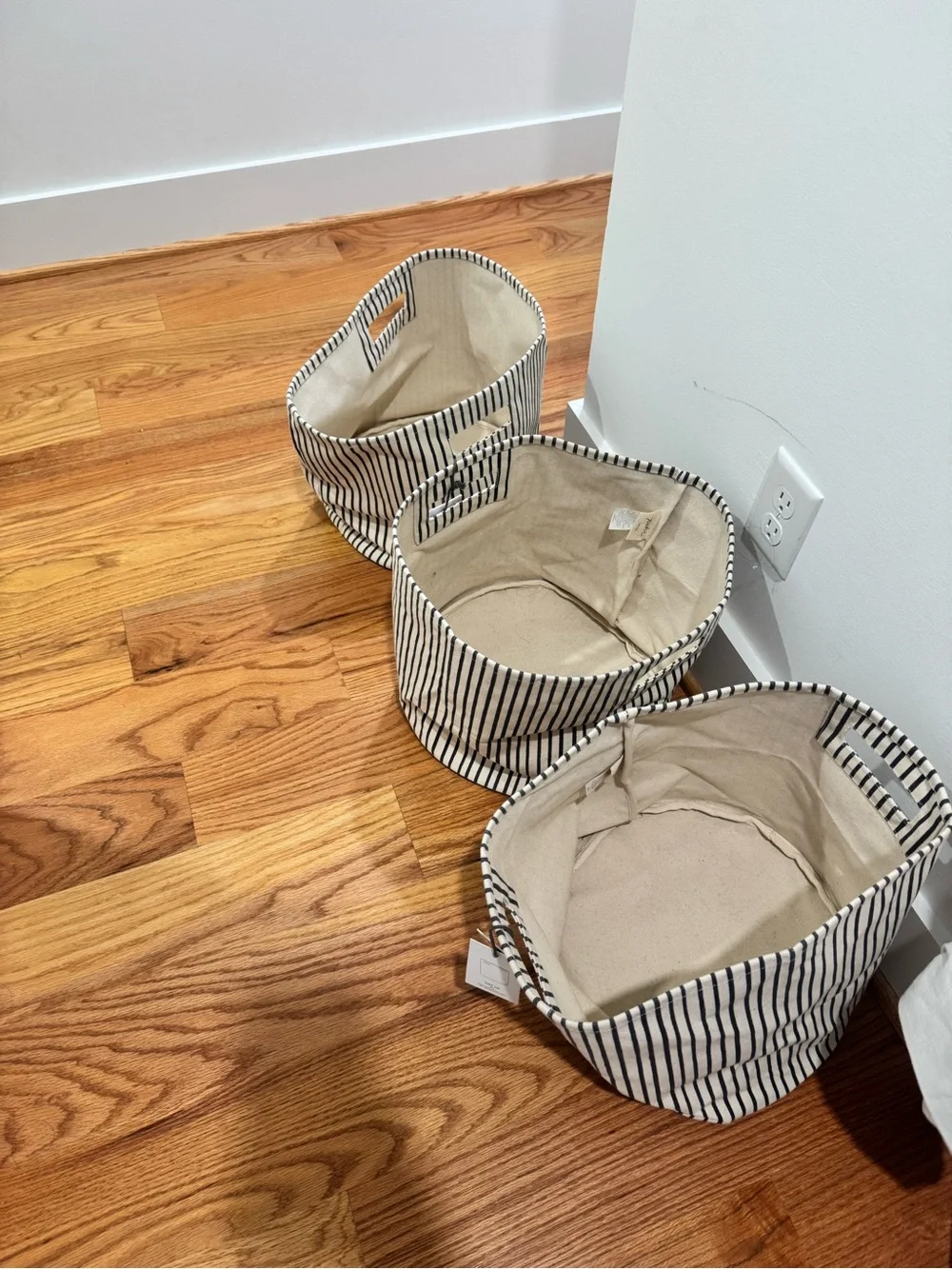 Tidy Up Canvas Storage Bin - Neutral Striped Design